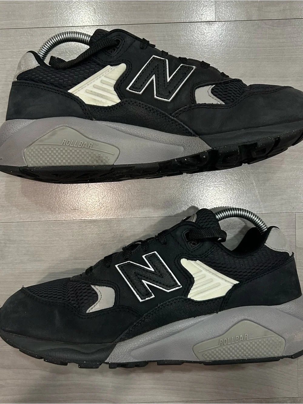New Balance 580 Shoes Men's Size 7.5 Black Shadow Grey Suede Sneakers MT580MDB